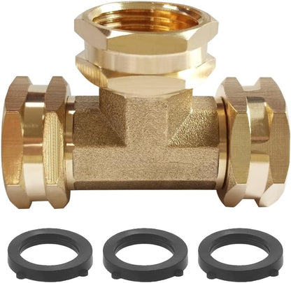 Joywayus 2PCS Brass 3/4" GHT Garden Hose Splitter Body Backyard 2 Way Y Shaped Swivel Connector Threaded Pipe Fitting Coupler Adapter with Washer