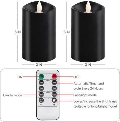 3x4 Flickering Flameless Candles Set of 3,Real Wax Pillar LED Candles,with Timer,4 inch Flameless Candles with Remote,for Party Wedding Holiday Home Decor,Ivory