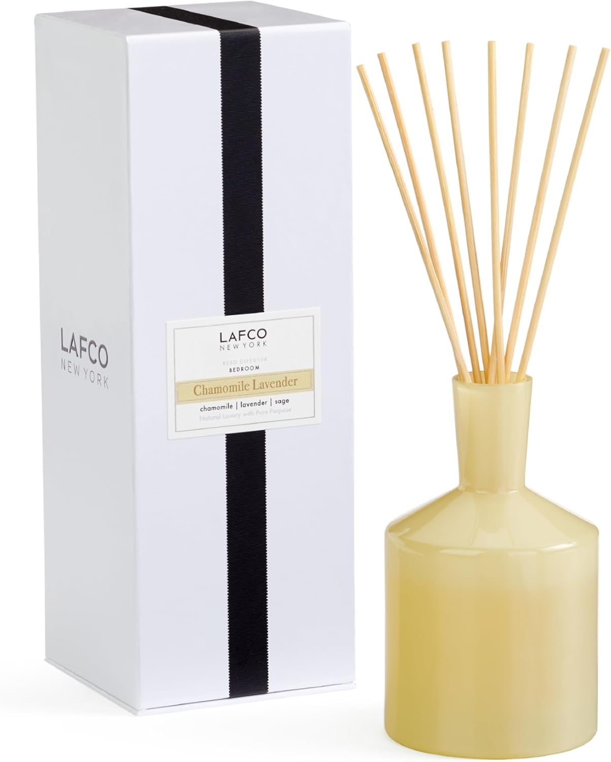 LAFCO New York Classic Reed Diffuser, Sea & Dune - 6 oz - Up to 3 Months Fragrance Life - Reusable Glass Vessel - Natural Wood Reeds - Made in The USA