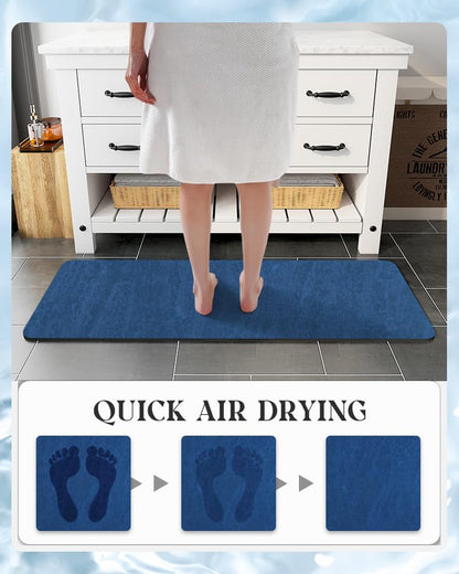 MontVoo -Bath Mat-Rubber Backing Non SlipThin Bathroom Rugs Fit Under Door- Quick Dry Absorbent Faux Suede Surface Grey Bathroom Floor Mats-Shower Rug for in Front of Bathtub Shower Gray 16x24