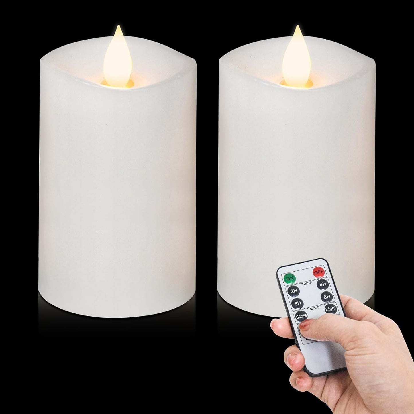 3x4 Flickering Flameless Candles Set of 3,Real Wax Pillar LED Candles,with Timer,4 inch Flameless Candles with Remote,for Party Wedding Holiday Home Decor,Ivory