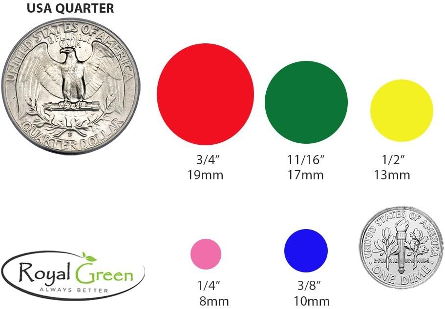 Royal Green Dot Sticker 11/16" Inch (17mm) Colored Labels in Purple - 2400 Pack - Colors A