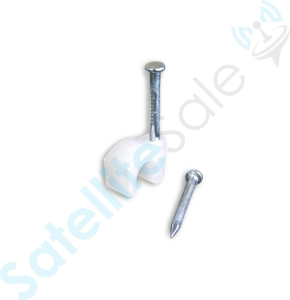 SatelliteSale Single Screw White Clips for Ethernet Internet Telephone Cable TV Wire Cable Management 100 Pcs