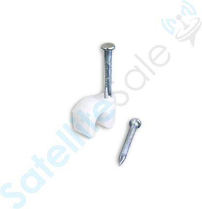 SatelliteSale Single Screw White Clips for Ethernet Internet Telephone Cable TV Wire Cable Management 100 Pcs