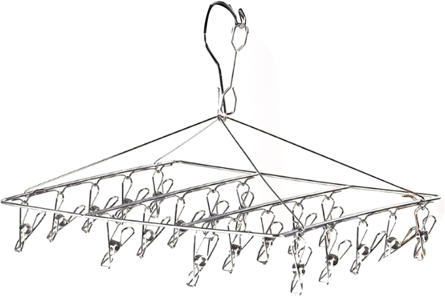 Stainless Steel Sock Drying Rack, Multi Clip Clothes Drying Rack Underwear Hanger Sweater Drying Rack Sock Clips Hang Dry Clothes Rack for Socks, Underwear (No Loop Round)