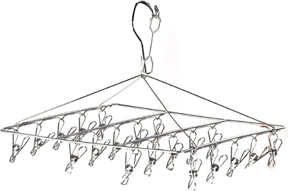 Stainless Steel Sock Drying Rack, Multi Clip Clothes Drying Rack Underwear Hanger Sweater Drying Rack Sock Clips Hang Dry Clothes Rack for Socks, Underwear (No Loop Round)