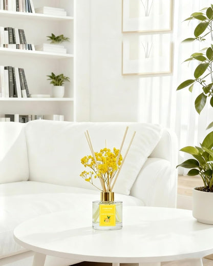 Reed Diffuser Set-Lemon Verbena Scent Fragrance Oil Diffuser with 6 Reed Sticks | Home & Bedroom Bathroom Decor,3.38 fl oz (100ml)