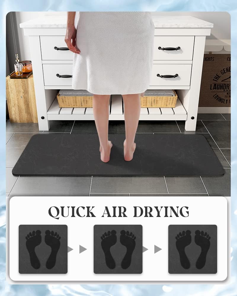 MontVoo -Bath Mat-Rubber Backing Non SlipThin Bathroom Rugs Fit Under Door- Quick Dry Absorbent Faux Suede Surface Grey Bathroom Floor Mats-Shower Rug for in Front of Bathtub Shower Gray 16x24