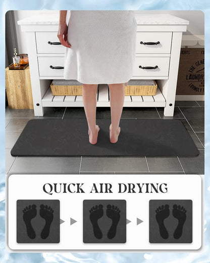 MontVoo -Bath Mat-Rubber Backing Non SlipThin Bathroom Rugs Fit Under Door- Quick Dry Absorbent Faux Suede Surface Grey Bathroom Floor Mats-Shower Rug for in Front of Bathtub Shower Gray 16x24