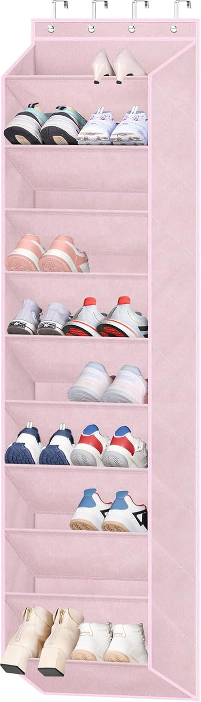 SLEEPING LAMB Over The Door Shoe Organizer for Closet with Large Deep Pockets, Narrow Shoe Rack for Door Hanging Boots Storage, Black