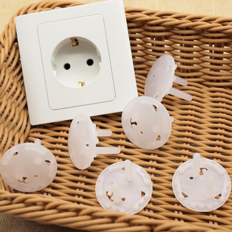 Fielect Outlet Plugs Covers Childproof EU Plug Protectors Electric Socket Cover Electrical Protector 2-Hole White 30Pcs