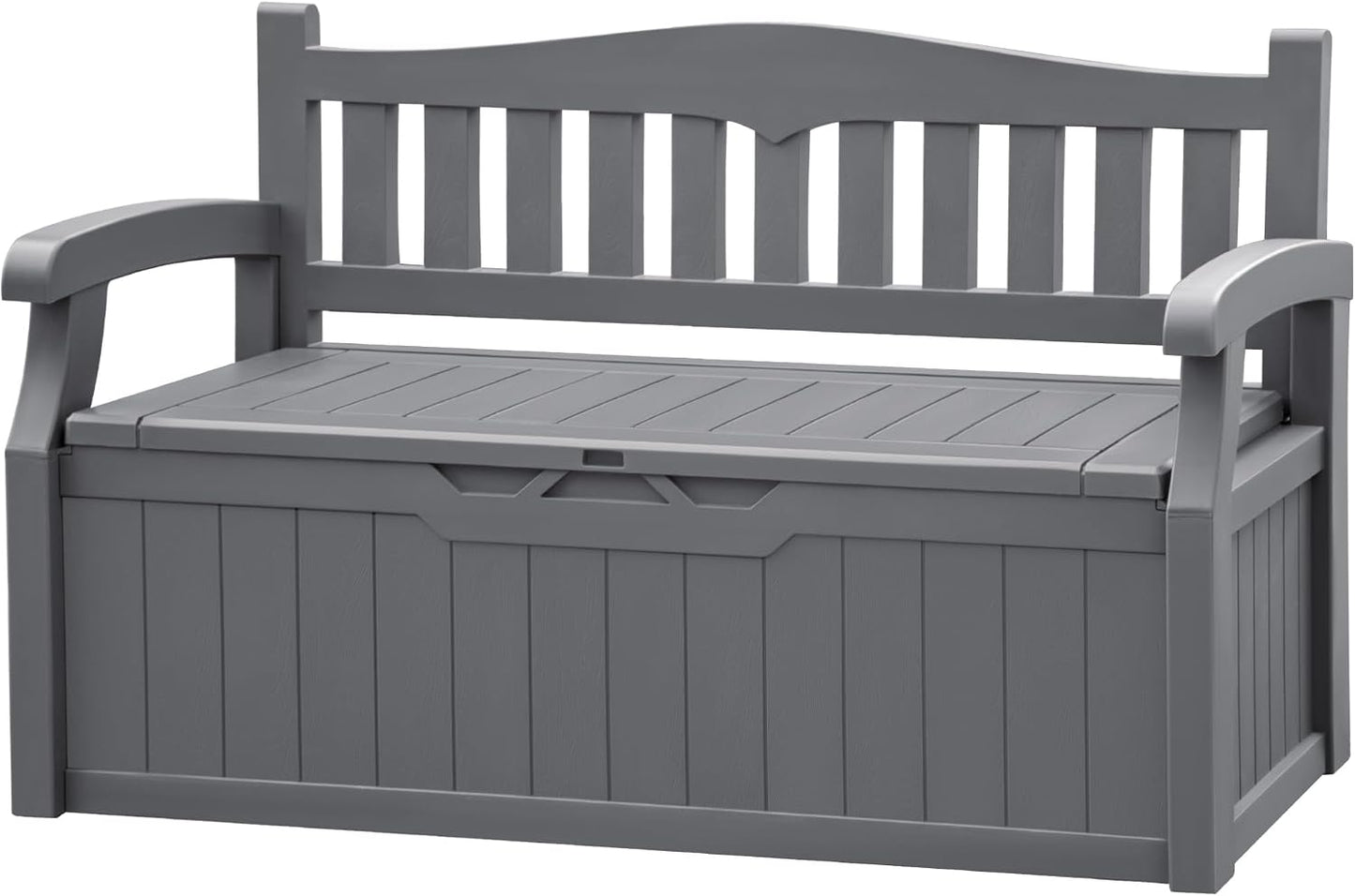 JUMMICO 80 Gallon Resin Outdoor Storage Bench, Large Deck Box with Armrest, Lockable&Waterproof for Garden, Home, Patio, Pools (Black, 80 Gallon)