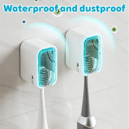 Bathroom Toothbrush Holder 2-Pack, Wall-Mounted with Cover, Single Toothbrush Storage Organizer, Suitable for Home and Travel (Gray)
