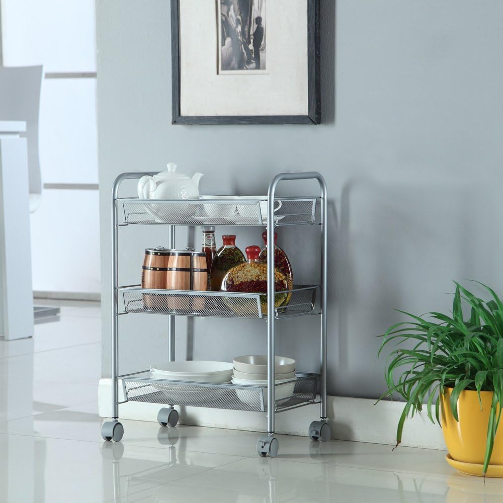 Slim Rolling Storage Cart,Utility Cart Mobile Slide Out Organizer,Laundry Room Organization,Mobile Shelving Unit Bathroom Organizer for Kitchen,Bathroom,Laundry Room,Narrow Places (3 Tier)