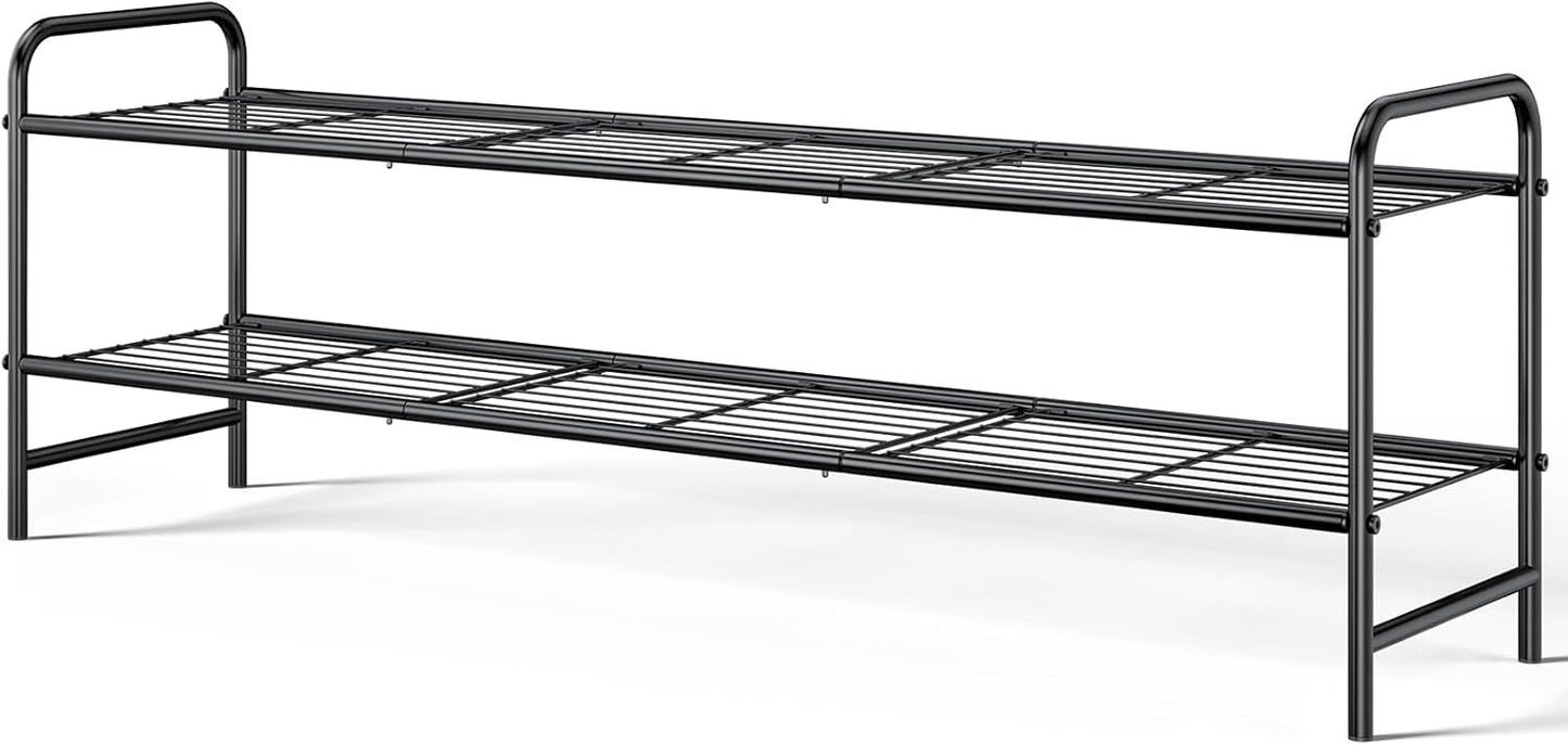 Kitsure Shoe Rack - Stainless Steel Shoe Organizer, Sturdy Shoe Rack for Closet and Front Door Entrance, Free Standing Shoe Shelf, Closet Organizers and Storage, 25.6" Wide - 3 Tier, Black