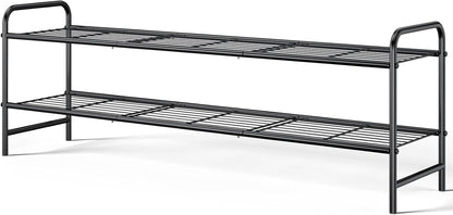 Kitsure Shoe Rack - Stainless Steel Shoe Organizer, Sturdy Shoe Rack for Closet and Front Door Entrance, Free Standing Shoe Shelf, Closet Organizers and Storage, 25.6" Wide - 3 Tier, Black