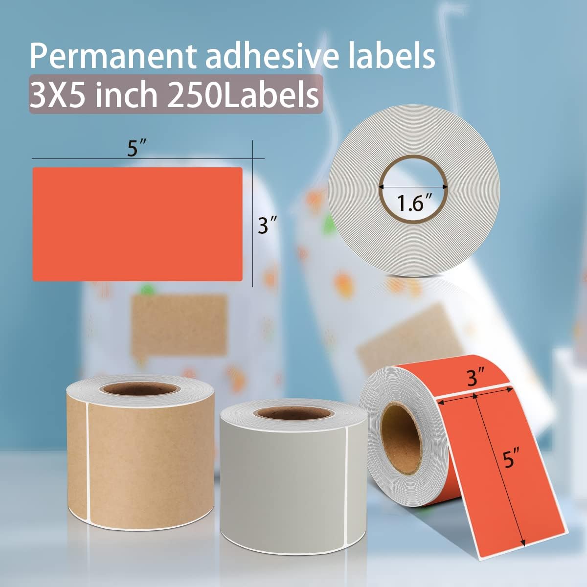 PARLAIM 3 X 5 Inch Rectangle Adhesive Color Coding Stickers,Square Inventory Stickers -250 Per Dispenser Box (Fluorescent Green)