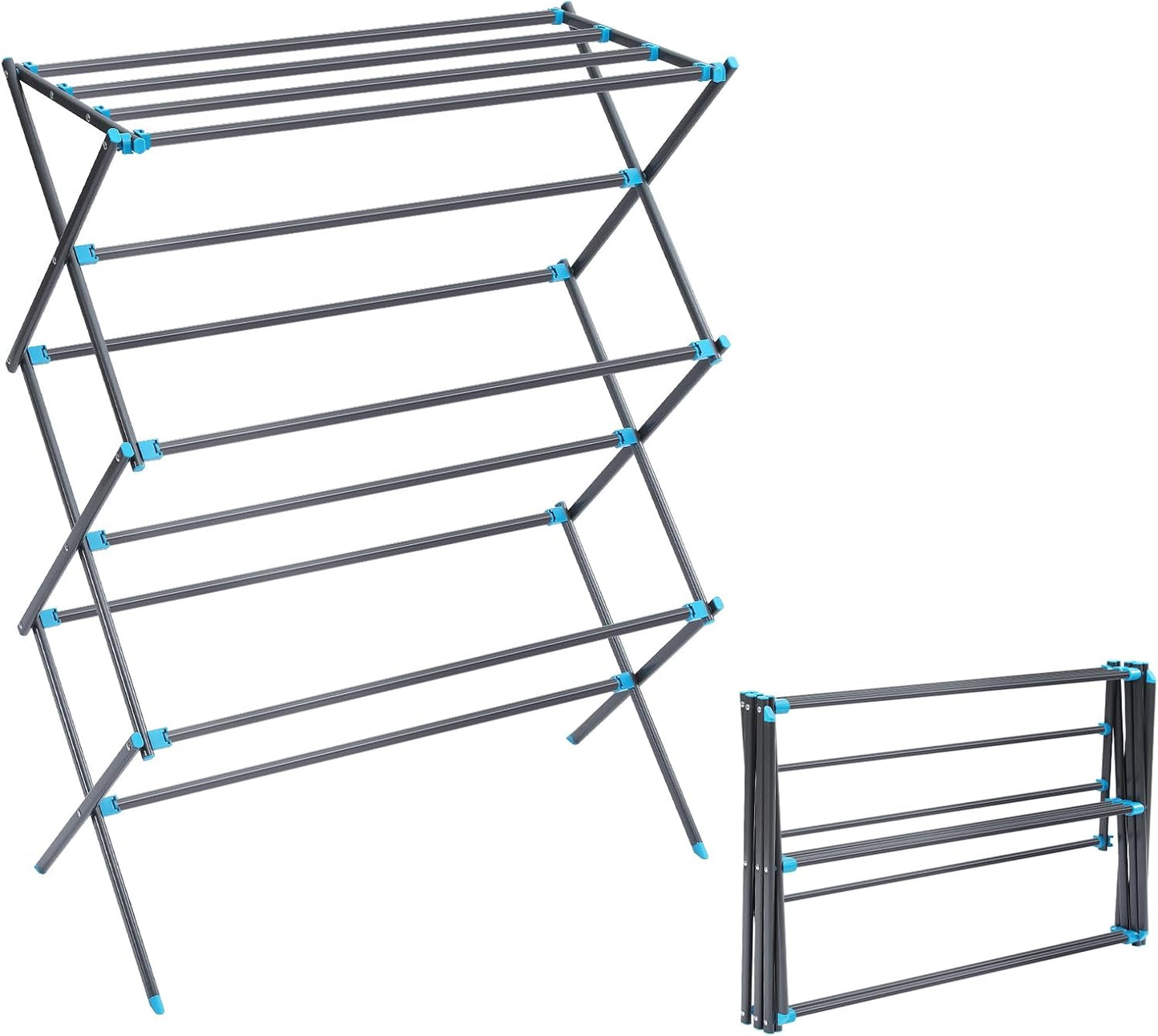 APEXCHASER Extra Large Clothes Drying Rack, Foldable & Extendable Laundry Rack with Adjustable Size (20.87"-35.43" L), Space-Saving, Rust-Resistant Frame for Indoor/Outdoor Use, White