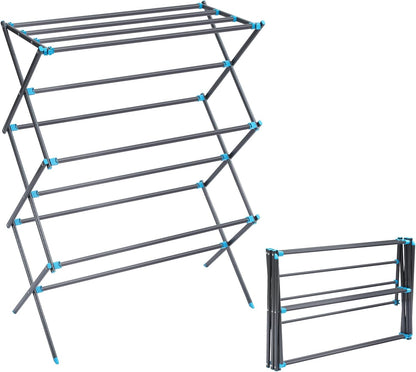 APEXCHASER Extra Large Clothes Drying Rack, Foldable & Extendable Laundry Rack with Adjustable Size (20.87"-35.43" L), Space-Saving, Rust-Resistant Frame for Indoor/Outdoor Use, White