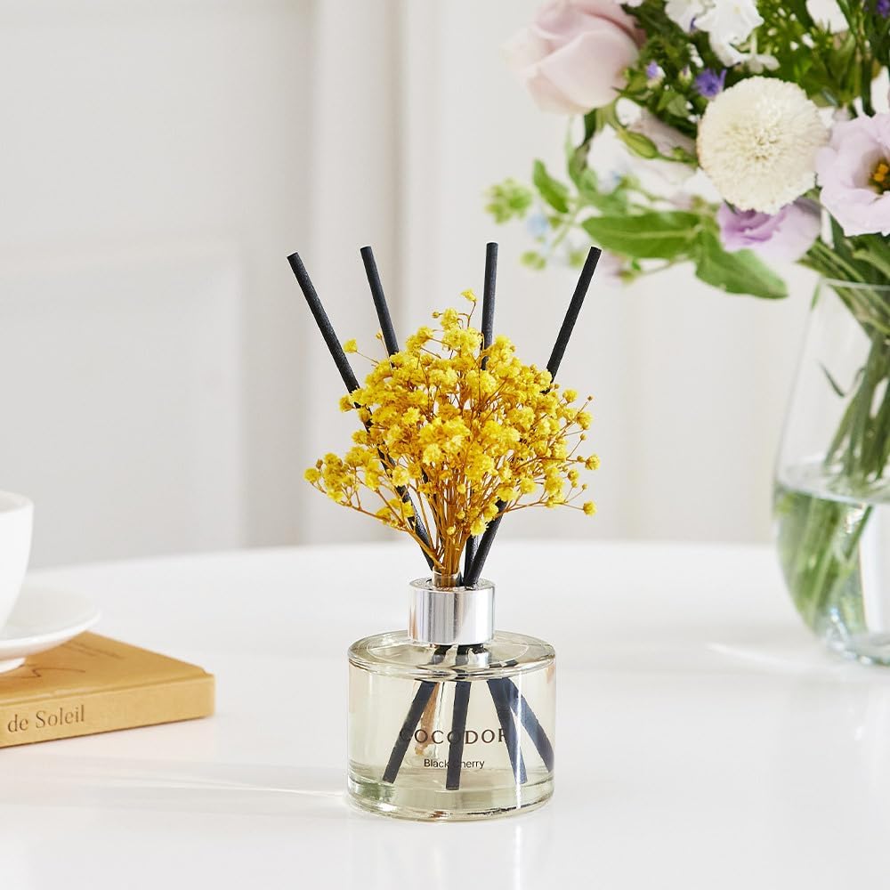 COCODOR Flower Reed Diffuser Set / 6.7oz / Garden Lavender/Scent Diffuser with Sticks Home Fragrance Oil Reed Diffuser for Bathroom Shelf Decor