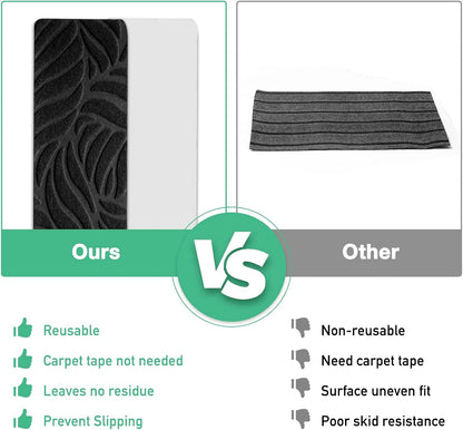 15 Pack 8 "X 30" Non-Slip Carpet Stair Treads for Indoor Wooden Steps, Made of Polyester and Reusable Adhesive, Suitable for Kids Elders and Pets（Black Lines）