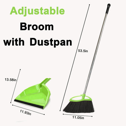 3 Pack Wide Heavy Duty Angle Broom - Stiff Bristle Outdoor Brooms for Sweeping Patio, Garden, Garage, Yard (Black, Yellow, Green)