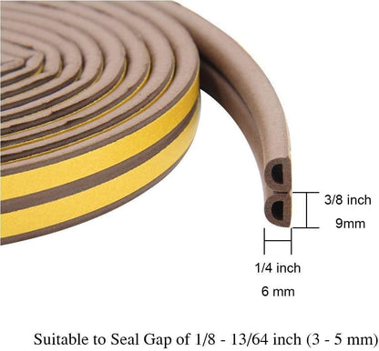 CloudBuyer Door & Window Weather Stripping, Soundproof Insulation Seal Strip with Self-Adhesive Rubber Collision Protection, 16.5 Ft (White)