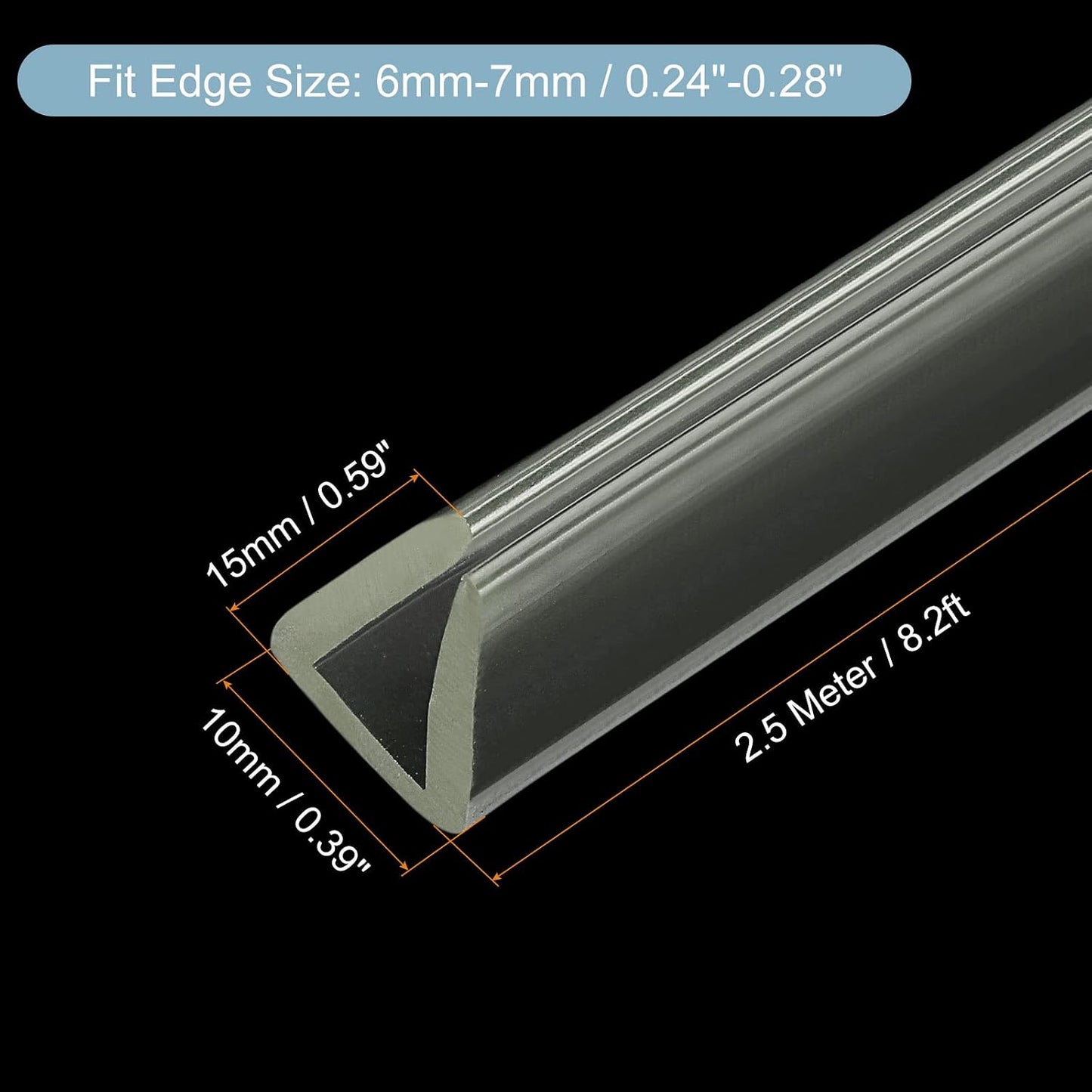 uxcell U Channel Edge Trim, 4.9ft Length Soft Rubber Guard Seal Strip Edge Protector Fit for 1-2mm Edge, (9/32" W x 5/32" H) Clear
