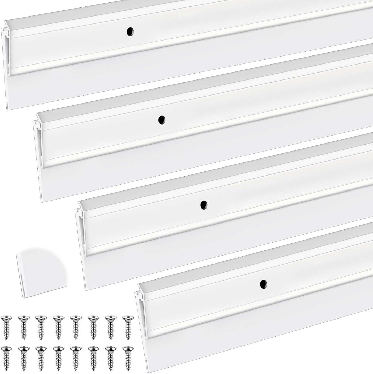 FoldTier 4 Pcs Slotted Door Sweep for Bottom of Door Exterior and Interior, 2-1/8 x 36 Inch, Aluminum Threshold Seal with Flexible Split Rubber, Weather Stripping Draft Dust Noise Stopper