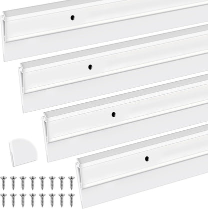 FoldTier 4 Pcs Slotted Door Sweep for Bottom of Door Exterior and Interior, 2-1/8 x 36 Inch, Aluminum Threshold Seal with Flexible Split Rubber, Weather Stripping Draft Dust Noise Stopper