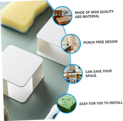 Amosfun 2 Pcs Sponge Holder Drain Rack Punch Wall Mounted Cleaning Cloth Storage Organizer for Kitchen Bathroom Quick Drying Hollow Design for Efficient Water Drainage