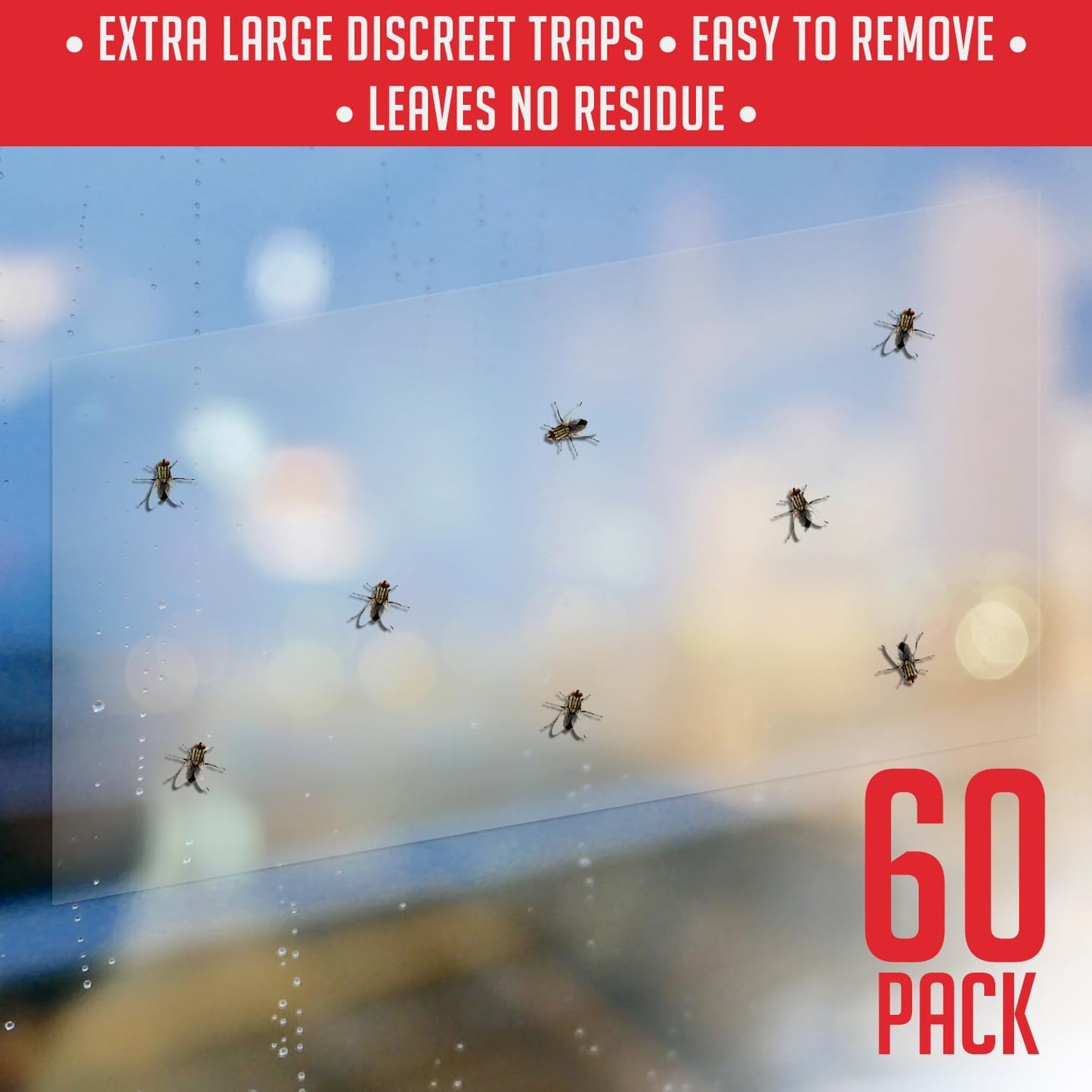 Window Fly Traps Indoor Clear (30 Pack) - Fly Window Traps for Indoors Sticky, Indoor Fly Trap Non-Toxic Fly Strips for Windows - Fly Sticky Traps Indoor Fly Paper Indoor Bug Sticky Traps (8.25" x 5")