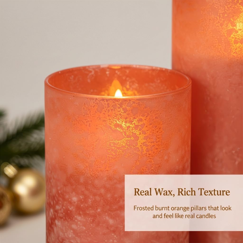 ANGELLOONG Flickering Flameless Candles, Realistic Battery Operated Candles with Remote and Timer, Set of 3 LED Candles for Room Fall Home Wedding Decor Centerpieces Table Party Valentines Decorations