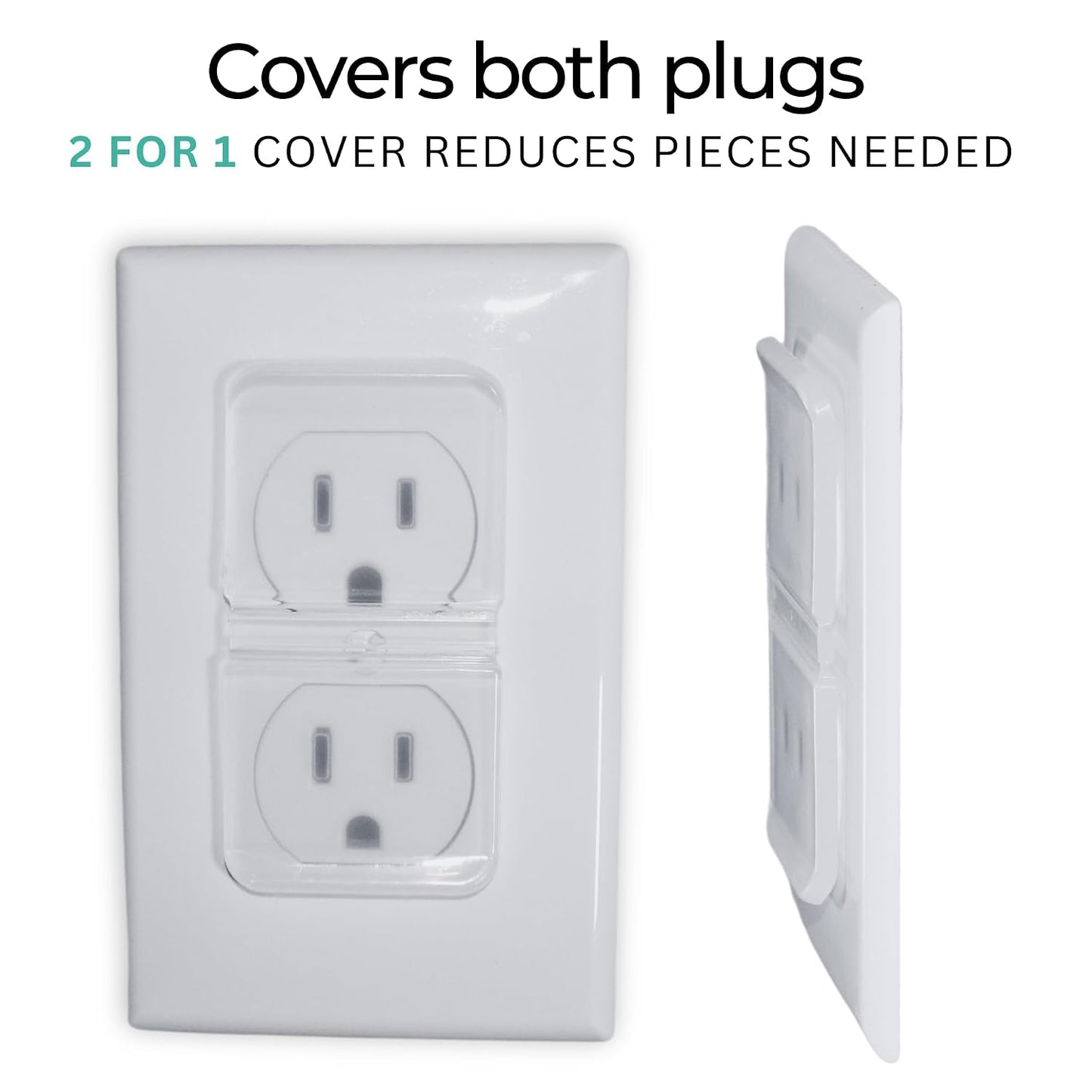 White Double Outlet Covers Baby Proofing (10 Pack, 20 Sockets) | Baby Proof Plug Covers for Electrical Outlets | Safe & Secure Baby Safety Products | Childproof Socket Covers Protect Toddlers & Babies