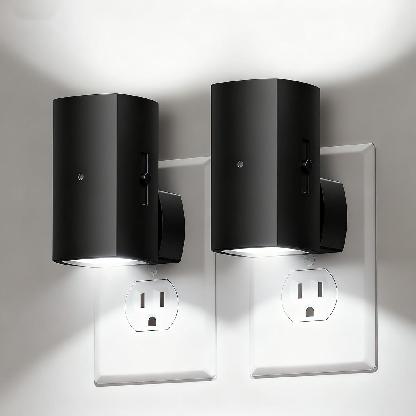Brightown 2 Pack Night Lights Plug Into Wall, Modern Night Light with Rotating Plug, Dusk to Dawn Sensor, 0-100LM Stepless Dimming Nightlights, Home Decor for Hallway Bedroom Bathroom, Soft White