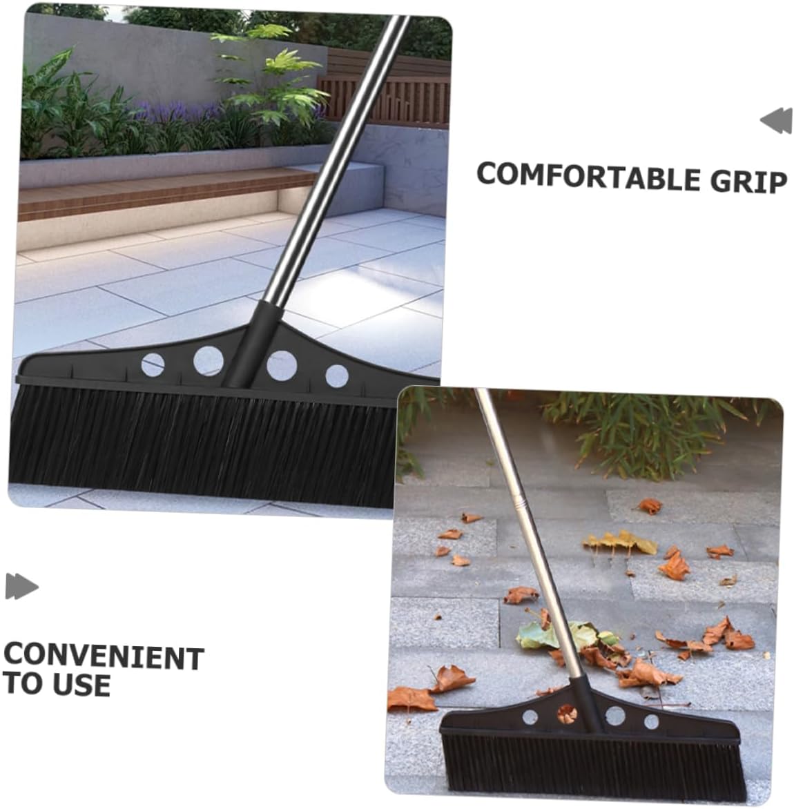 Ipetboom Outdoor Heavy Duty Push Broom with Detachable Handle Efficient Cleaning Tool for Gardens Warehouses and Patios Ergonomic Grip for Comfortable Use