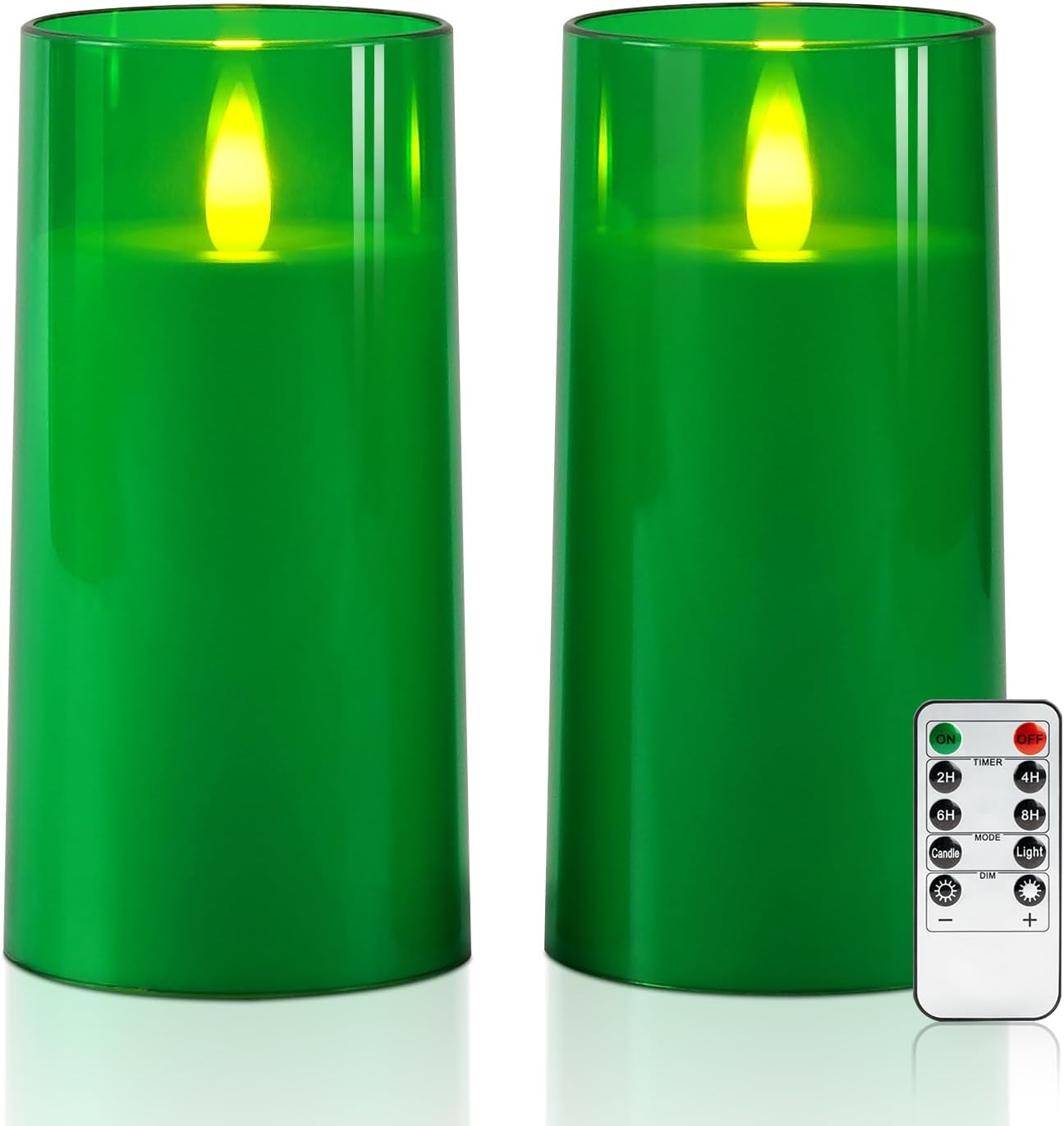 Raycare Flameless Electronic Pillar Candles with Remote Control and Timer- Battery Operated Realistic Flickering LED Fake Candle for Home, Wedding, Valentine's Day, Decor,White,Set of 2(3"x6"6")