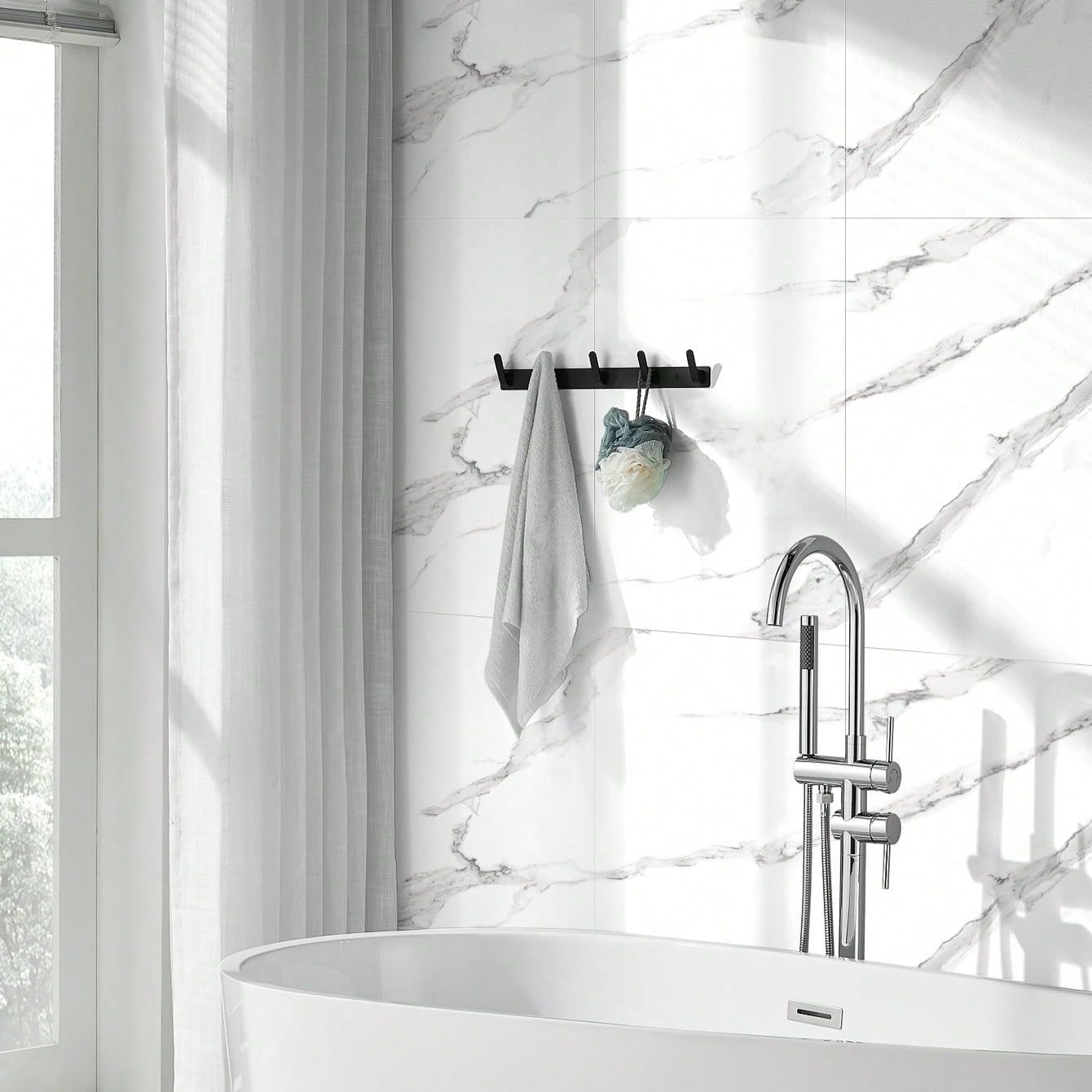 Chejiaye 10pcs Marble Peel and Stick Backsplash Waterproof Washroom Wall Panels, Peel and Stick Tile, PVC Foam Wall Panels for Kitchen,Bathroom,Living Room,Blue and Gold(Not Real Tile,11.8" x 11.8")