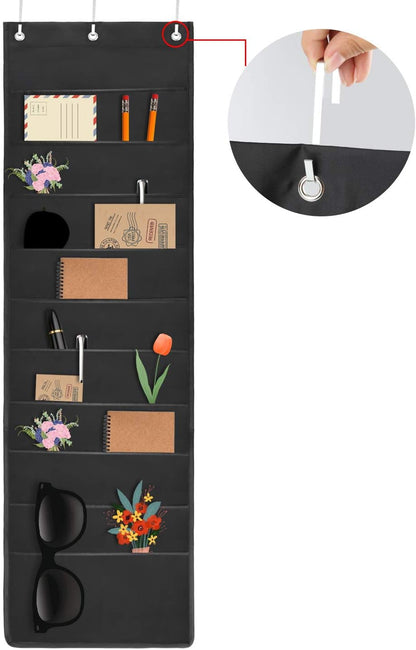 HAOHAN 10 Pockets Over Door Hanging Wall File Organizer, Oxford Cloth Storage Pocket Chart for Magazines, Pens, File Folders in Office and School