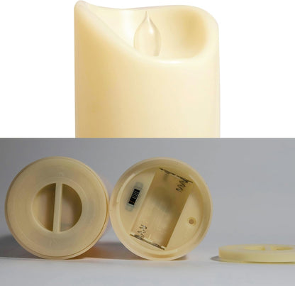CANDLE CHOICE Waterproof Outdoor Battery Operated Flameless Candles with Remote Timer Plastic Flickering Fake Electric LED Pillars for Lantern Garden Wedding Christmas Decorations 3x4 Inches 3 PCS