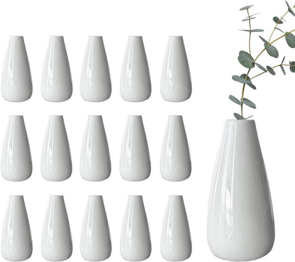 Modern Small Flower Vases 8 Pack - Ceramic, White