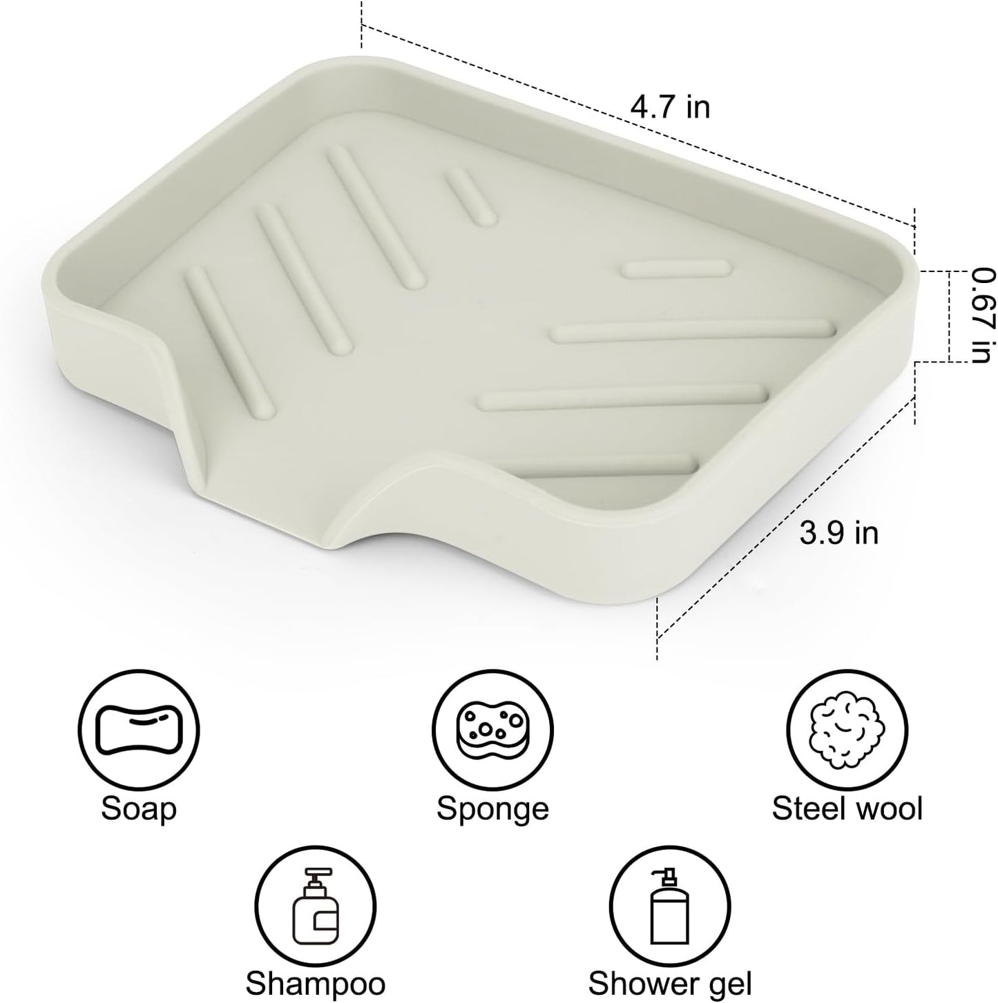 2 Pack Silicone Soap Dish, Self Draining Soap Dish, Non Slip Bar Soap and Sponge Holder for Bathroom Kitchen Sink Counter Organizer Easy to Clean Soap Tray Waterfall Soap Saver