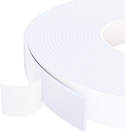 Foam Weather Stripping Door Seal,1 Inch W x 1/17 Inch T x 33 Feet White Window Sealing Tape，Single-Sided Self-Adhesive Insulation Sealing Strip