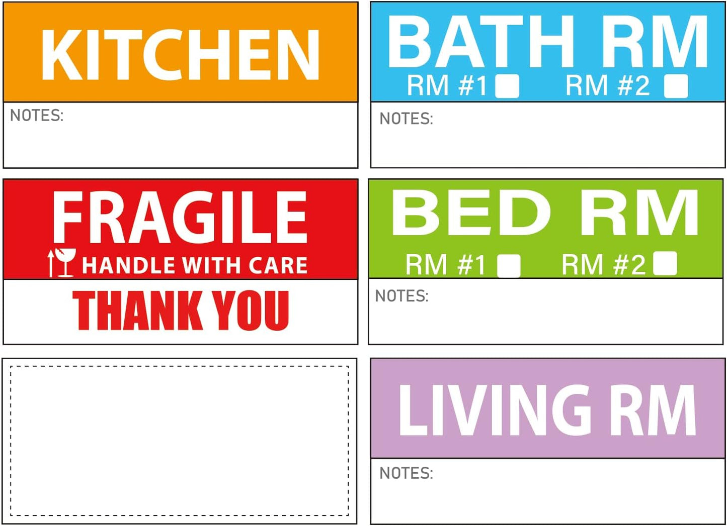 Yoget 42x90mm Large Home Moving Labels for Apartment Moving, 4 Different Color Coded Packing Stickers + 40Pcs Fragile Stickers + 40 Pcs Removable Blank Furniture Labels (240 Labels)