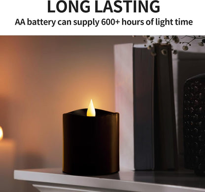 3x3 Flickering Flameless Candles Set of 2, 2AA Battery Life 600 Hours Battery Candles Flickering with Timer,3 inch Flameless Candles with Remote for Indoor/Outdoor, Ivory