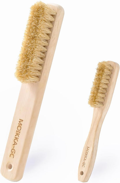 Wood Laundry Stain Brush with Boar Bristle, Tough Stain Remover for Delicate Fabric, Cotton, Linens, and Shoes, Laundry Scrub Brush for Fresh and Clean Fabric