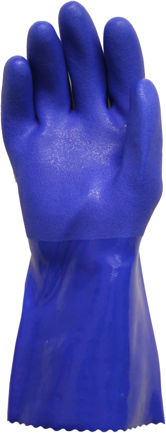 PVC Coated Heavy Duty Rubber Gloves for Handling Chemicals and Dish Washing Blue 2 Count (Pack of 1)