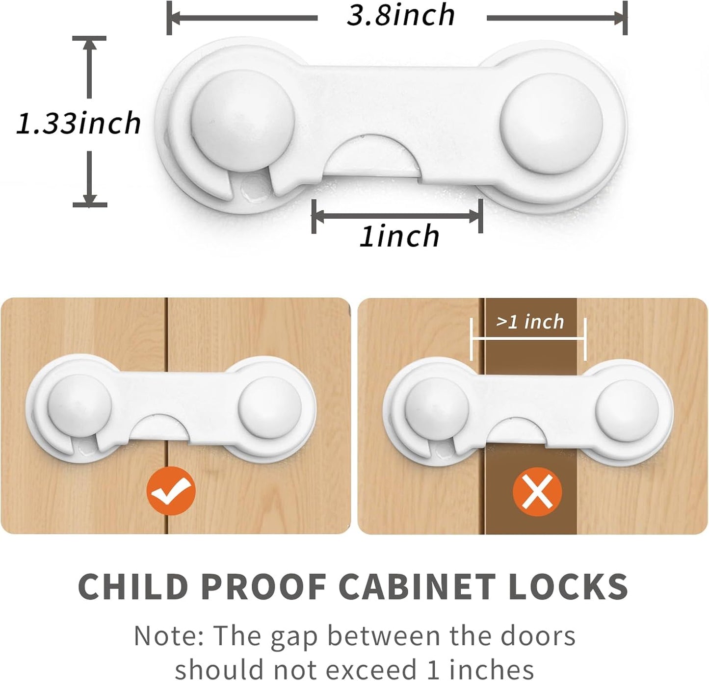 Cabinet Locks - Easy to Install, No Tools or Drill Needed - 4 Pack Child Safety Cabinet Locks for Baby Proofing Furniture, Kitchen, Ovens, Toilet Seats