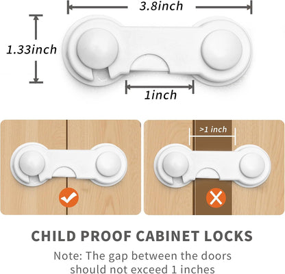Cabinet Locks - Easy to Install, No Tools or Drill Needed - 4 Pack Child Safety Cabinet Locks for Baby Proofing Furniture, Kitchen, Ovens, Toilet Seats