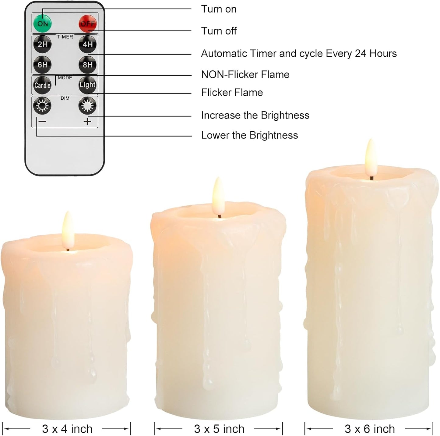 ANGELLOONG Flickering Flameless Candles, Realistic Battery Operated Candles with Remote and Timer, Set of 3 LED Candles for Room Fall Home Wedding Decor Centerpieces Table Party Valentines Decorations
